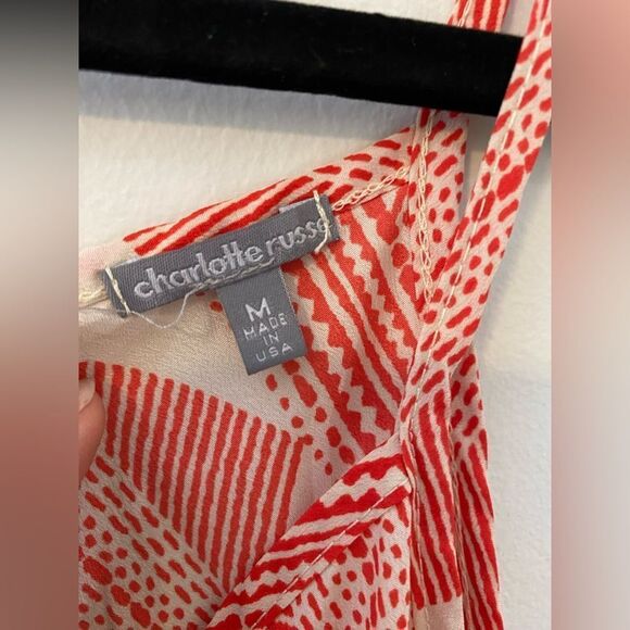 Boho Tank Top, Orange and White Geometric Pattern, Charlotte Russe, Size M - Picture 5 of 5